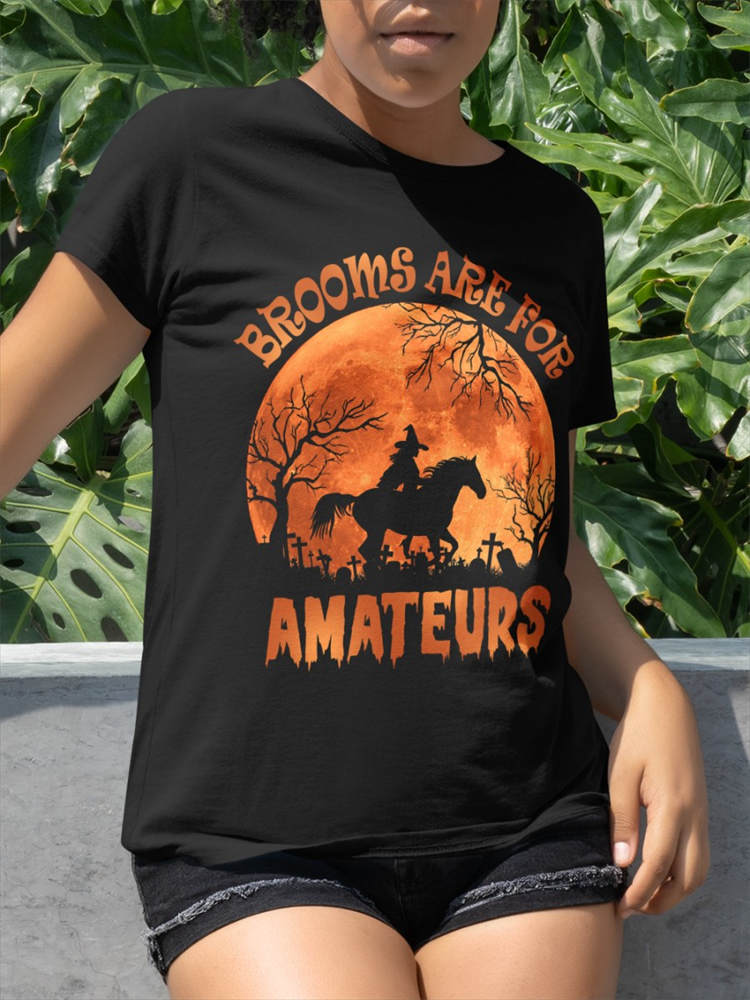 Brooms Are For Amateurs - Vintage Halloween Horse Classic T-Shirt