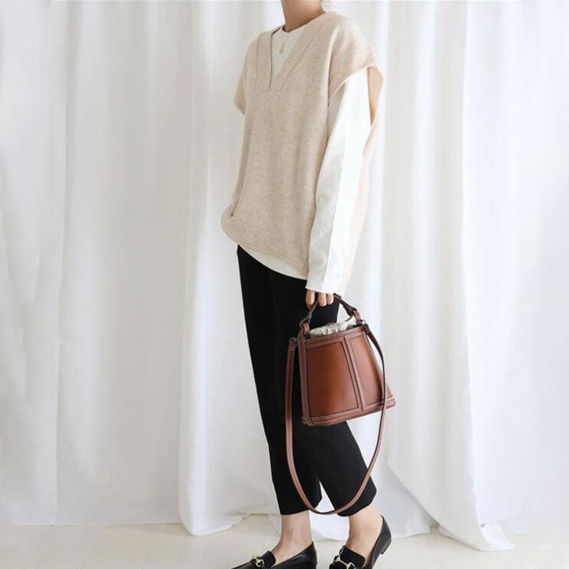 V-neck loose waistcoat knitted vest