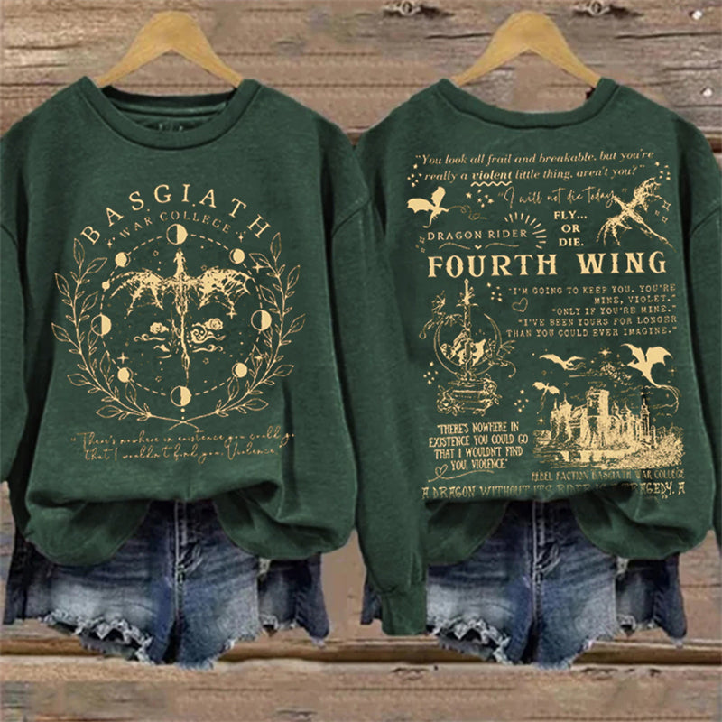 Fantasy Novel War College Dragons Graphic Washed Sweatshirt