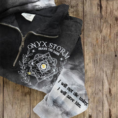 New Fantasy Novel Embroidered Smoke Gradient Zip Up Sweatshirt