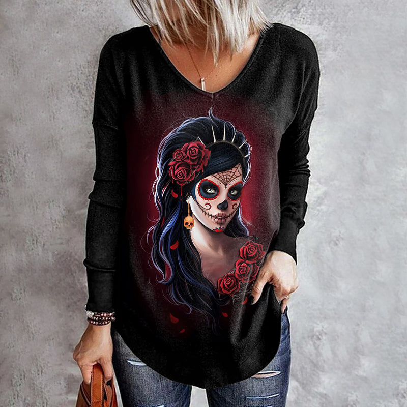 Casual Undead Queen Print T-Shirt