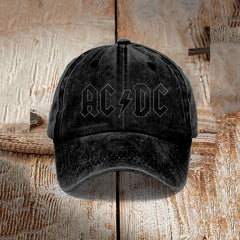 Rock Band Inspired Print Vintage Washed Cap