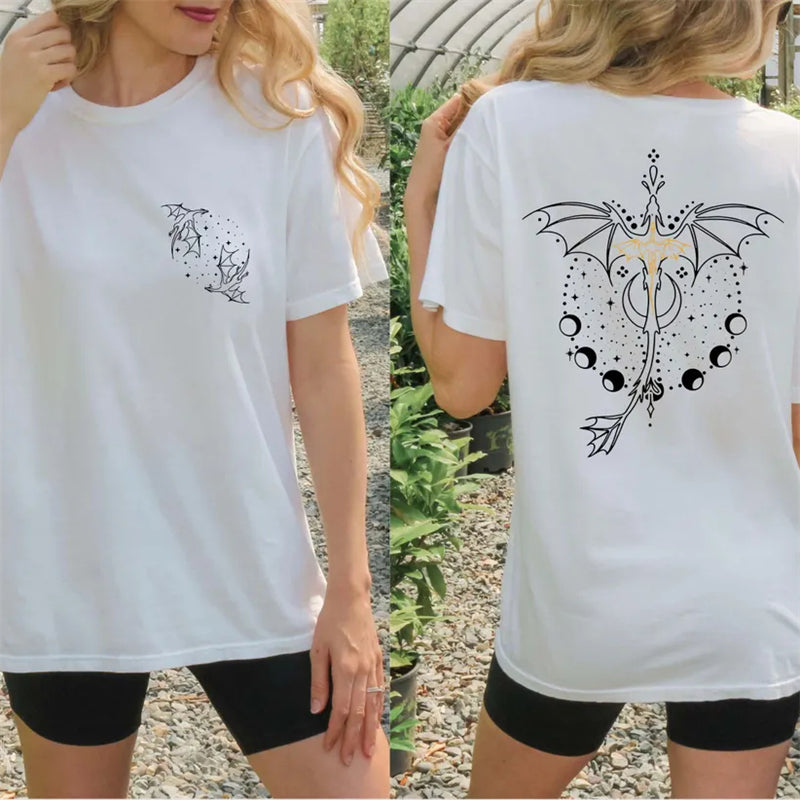 Fantasy Novel Inspired Dragons Mystical Graphic T Shirt